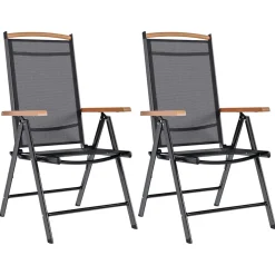 Pack de 2 sillas de jardin Zalea 7 posiciones negro 109x58x65 cm