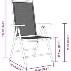Pack de 2 sillas de jardin Zalea 7 posiciones negro 109x58x65 cm