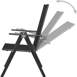 Pack de 4 sillas de jardín Julieta 7 posiciones negro 107x54x73 cm