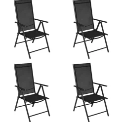 Pack de 4 sillas de jardín Julieta 7 posiciones negro 107x54x73 cm