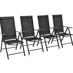 Pack de 4 sillas de jardín Julieta 7 posiciones negro 107x54x73 cm