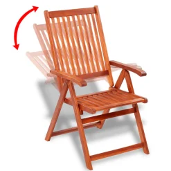 Pack de 2 sillas de jardín plegables madera marrón 111x57x69 cm