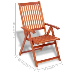 Pack de 2 sillas de jardín plegables madera marrón 111x57x69 cm