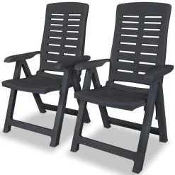 Pack de 2 sillas de jardín Nara reclinables gris antracita 108x60x61 cm