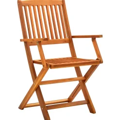 Pack de 2 sillas de jardín plegables madera marrón 91x54x57 cm