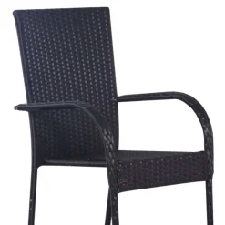 Pack de 6 sillas de terraza ratán antracita 94x48x64 cm