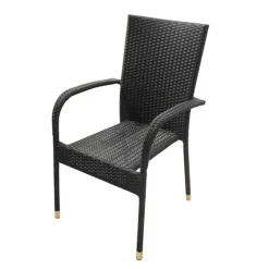 Pack de 6 sillas de terraza ratán antracita 94x48x64 cm