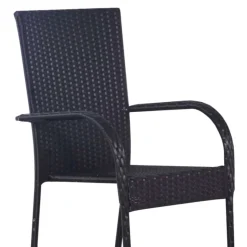 Pack de 8 sillas de terraza ratán antracita 94x48x64 cm