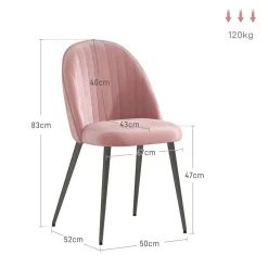 Pack de 2 sillas Herton Homcom tapizado terciopelo 83x50x52 cm