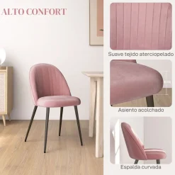 Pack de 2 sillas Herton Homcom tapizado terciopelo 83x50x52 cm