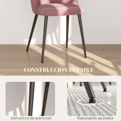 Pack de 2 sillas Herton Homcom tapizado terciopelo 83x50x52 cm