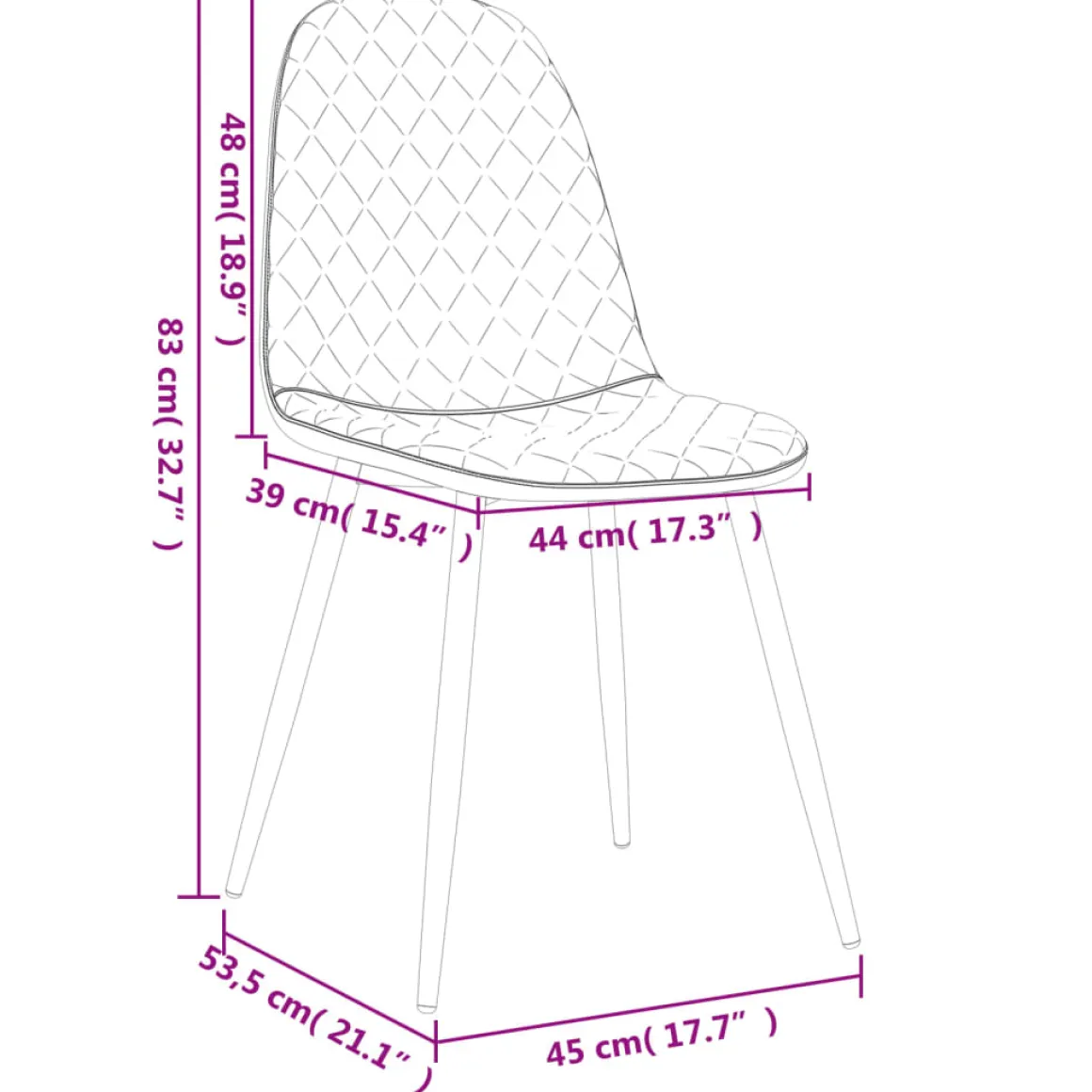 Pack de 4 sillas Legance tapizado acolchado 83x45x53,5 cm