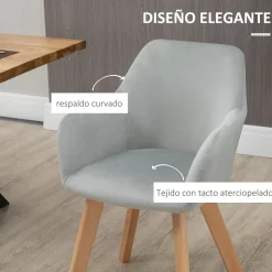 Pack de 2 sillas Luna Homcom con reposabrazos 80x54x57 cm
