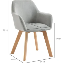 Pack de 2 sillas Luna Homcom con reposabrazos 80x54x57 cm