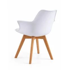 Pack de 4 sillas Marlot con reposabrazos blanco/natural 80x61x59 cm