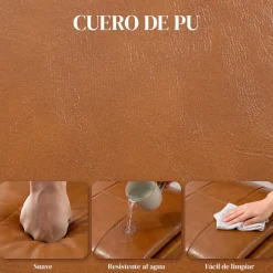 Pack de 2 sillas Morroum Homcom cuero sintético marrón 85,5x49x65 cm