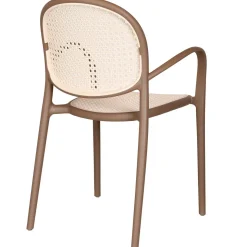 Pack de 4 sillas multiusos Masía diseño vintage con reposabrazos marrón