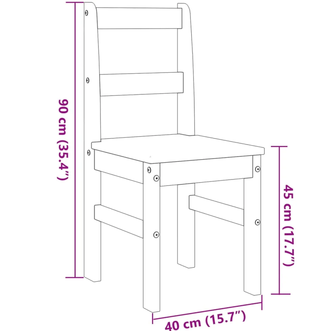 Pack de 2 sillas Panamá madera maciza pino 90x40x40 cm