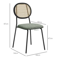 Pack de 2 sillas Platy Homcom respaldo ratán verde oscuro/negro 87x44x54 cm