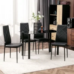 Pack de 4 sillas Satai Homcom tapizado negro 97x41x50 cm