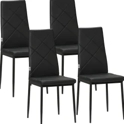 Pack de 4 sillas Satai Homcom tapizado negro 97x41x50 cm