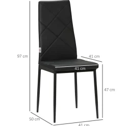 Pack de 4 sillas Satai Homcom tapizado negro 97x41x50 cm