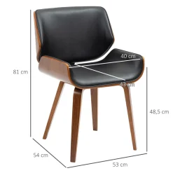 Pack de 2 sillas Yuki Homcom respaldo curvado negro 81x53x54 cm