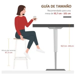 Pack de 2 taburetes altos de cocina Homcom blanco/natural 65x32,5x32,5 cm