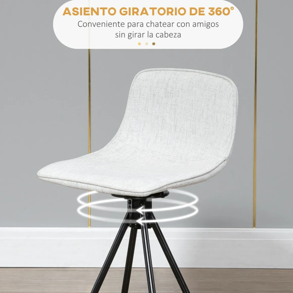 Pack de 2 taburetes altos Zenica Homcom giratorios gris claro 90x41,5x47,5 cm