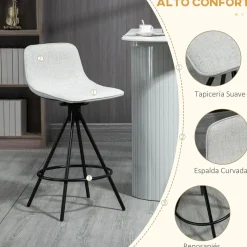 Pack de 2 taburetes altos Zenica Homcom giratorios gris claro 90x41,5x47,5 cm