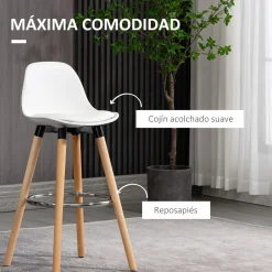 Pack de 2 taburetes altos Pernik Homcom con respaldo blanco 91x40x42 cm