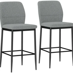 Pack de 2 taburetes Medellín Homcom asiento acolchado gris