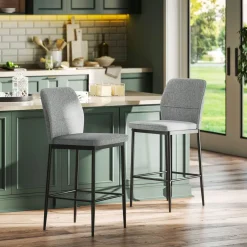 Pack de 2 taburetes Medellín Homcom asiento acolchado gris