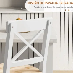 Pack de 2 taburetes Miles Homcom con respaldo y reposapiés blanco/natural 97,5x41x46 cm