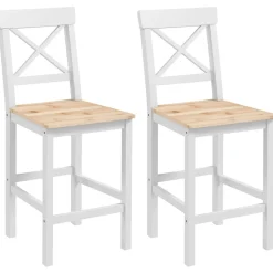 Pack de 2 taburetes Miles Homcom con respaldo y reposapiés blanco/natural 97,5x41x46 cm