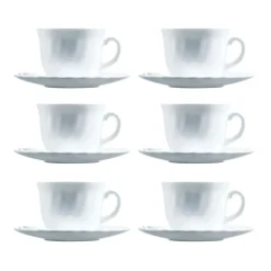 Pack de 6 tazas con plato Trianon Luminarc 22cl blanco