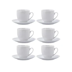 Pack de 6 tazas New Renova Quid con plato porcelana blanco 20cl