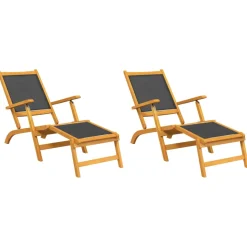 Pack de 2 tumbonas Cloe plegables + respaldo regulable gris/natural