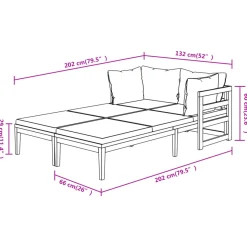 Pack de 2 tumbonas con cojines VidaXL madera de acacia