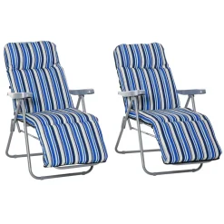 Pack de 2 tumbonas de jardín Outsunny acolchadas azul