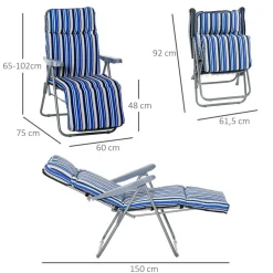 Pack de 2 tumbonas de jardín Outsunny acolchadas azul