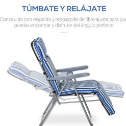 Pack de 2 tumbonas de jardín Outsunny acolchadas azul