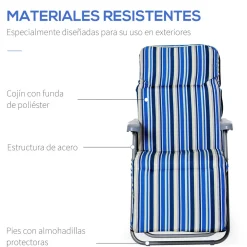 Pack de 2 tumbonas de jardín Outsunny acolchadas azul