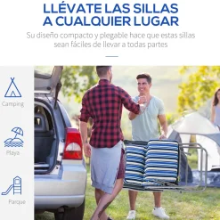 Pack de 2 tumbonas de jardín Outsunny acolchadas azul