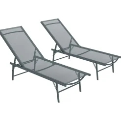 Pack de 2 tumbonas Haima Outsunny respaldo reclinable 5 posiciones 84x182x54 cm