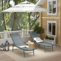 Pack de 2 tumbonas Haima Outsunny respaldo reclinable 5 posiciones 84x182x54 cm
