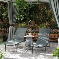 Pack de 2 tumbonas Haima Outsunny respaldo reclinable 5 posiciones 84x182x54 cm