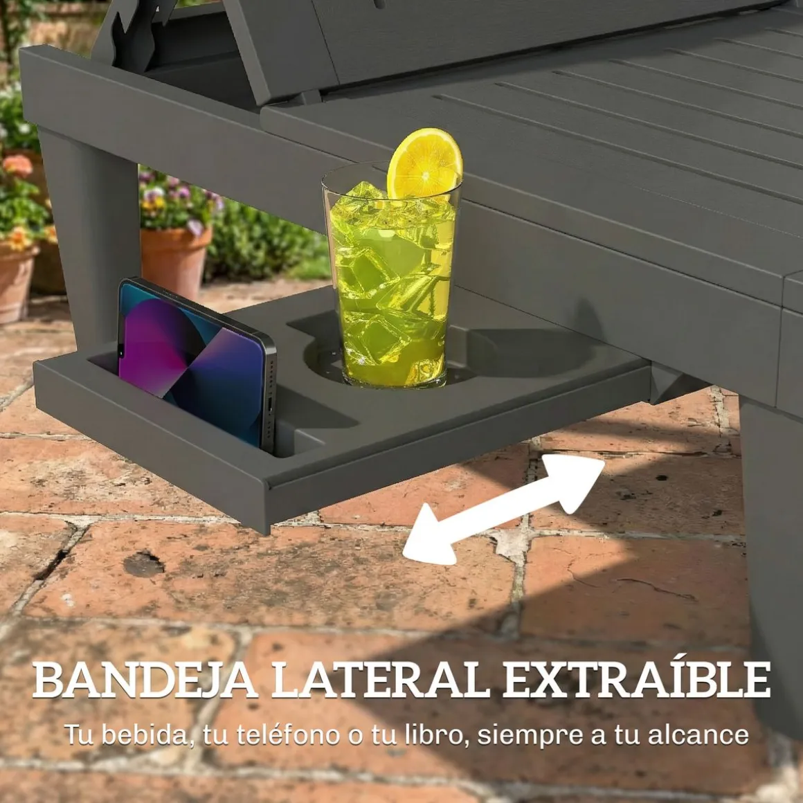 Pack de 2 tumbonas Mhia Outsunny respaldo reclinable gris 83x162x57 cm