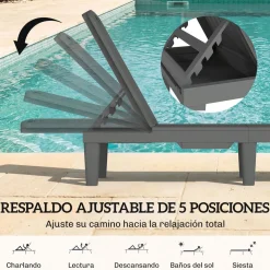 Pack de 2 tumbonas Mhia Outsunny respaldo reclinable gris 83x162x57 cm