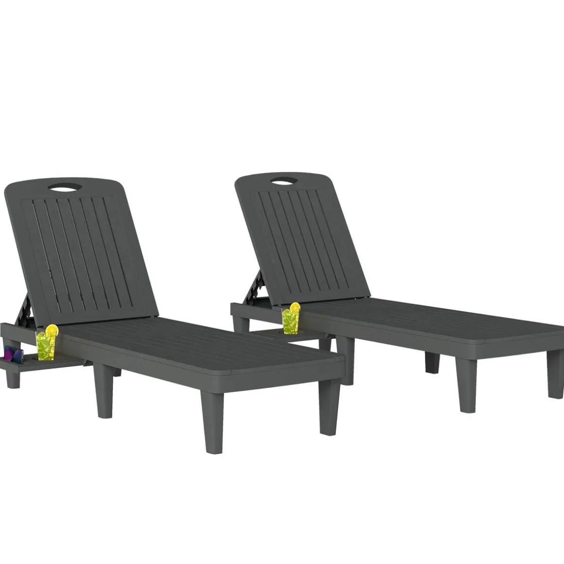 Pack de 2 tumbonas Mhia Outsunny respaldo reclinable gris 83x162x57 cm